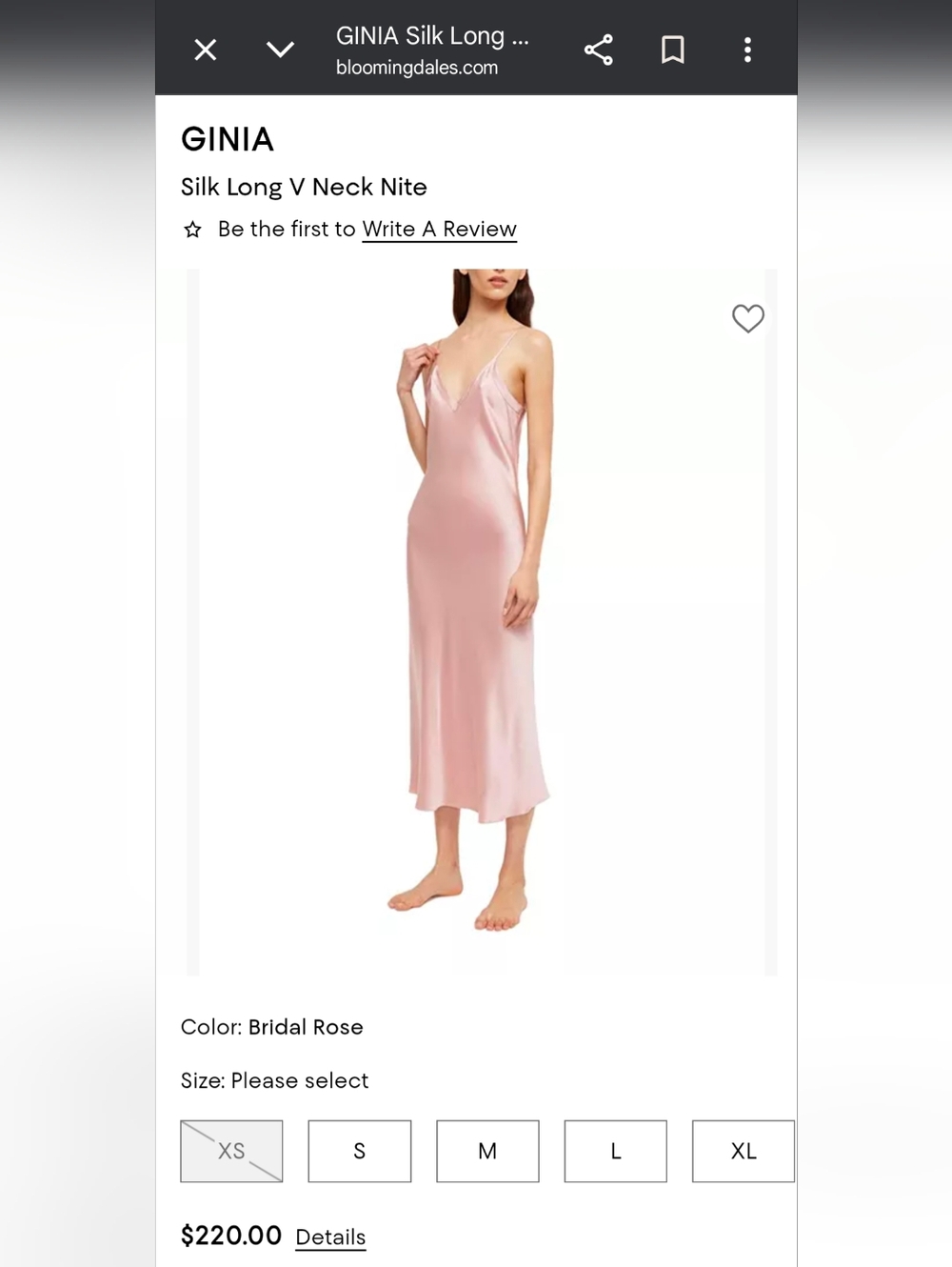 Ginia Silk V-Neck Long Slip in Bridal Rose - Picture 2 of 9